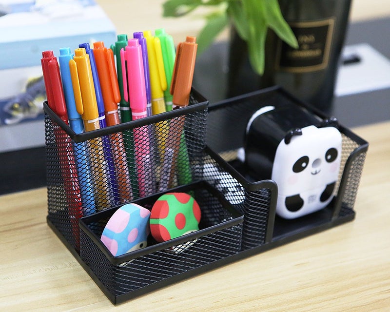 Apol Metal Wired Mesh Design Multifunctional Desk Organizer,Desk Tidy,Pen Holder,Card Case,Storage Box for Home Office Desktop Decration - Image 5